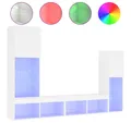 Produktbild: vidaXL TV-Schrank 4-tlg. Wohnwand mit LED-Beleuchtung Weiß Holzwerkstoff