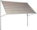 Produktbild: Angerer Klemmmarkise Premium mit Handkurbel, Terrasse/Balkon, Montage ohne Bohren, Made in Germany, hochwertiger Stoff, UV-beständig, höhenverstellbar, wasserabweisend, 300 cm Streifen Taupe