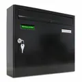 Produktbild: BASIC 1er Briefkasten RAL 9005 Tief Schwarz / Posthaltebügel / 2 Namensschilder