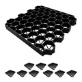 Produktbild: Relaxdays Rasengitter Kunststoff, 4er Set, 4x50x50 cm, ohne Unterbau, befahrbar, Paddockplatten, Rasenplatten, schwarz