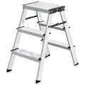 Produktbild: SONGMICS Leiter, Trittleiter, Aluleiter mit 3 rutschfesten Stufen, klappbar, Stehleiter, Mehrzweckleiter, bis 150 kg belastbar, Silbergrau-tintenschwarz GLT23K