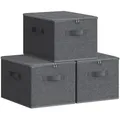 Produktbild: SONGMICS Aufbewahrungsbox mit Deckel, 3er Set, faltbar, mit Griffen