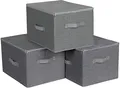 Produktbild: Aufbewahrungsbox Stoffbox 3er Set faltbar Griffen Deckel/grau SONGMICS RYZB03G
