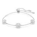Produktbild: Swarovski Una Angelic Armband, Rhodiniertes Damenarmband mit Weißen Kristallen im Rundschliff, Mit Kugelschiebeverschluss, Armbandlänge: 24 cm, Motivgröße: 0.8 x 1 cm