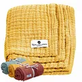Produktbild: Baby Musselin Decke Musselindecke von Nordic Coast Mulldecke Mulltuch Pucktuch Puckdecke Krabbeldecke Spucktuch Einschlagdecke Mulltücher Kuscheldecke Pucktücher Swaddle Gelb Curry 80x80cm