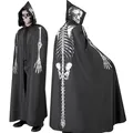 Produktbild: W WIDMANN MILANO Party Fashion - Skelett Umhang mit Kapuze für Erwachsene, 150 cm, Kostüm für Halloween