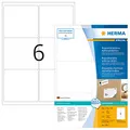 Produktbild: HERMA 10317 Universal Etiketten blickdicht ablösbar, 100 Blatt, 99,1 x 93,1 mm, 6 pro A4 Bogen, 600 Stück, selbstklebend, bedruckbar, matt, blanko Papier Klebeetiketten Aufkleber, weiß