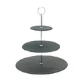 Produktbild: Kuchenständer Etagere Tortenplatte mit Henkel 3 Etagen Schiefer grau modern Deko