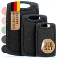 Produktbild: Blumtal Schneidebrett Set mit 3 Größen (S/M/L) - Schneidebrett Kunststoff groß + Saftrillen & Griff - Cutting Board - Schneidbrett BPA frei langlebiges Küchenbrett Schwarz