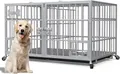Produktbild: Hundekäfig, Hundebox mit Bodenschale, Hundekäfig mit Trennwand, Hundegitterbox mit 2 Türen und Tablett, 2 in 1 Doppelbox Hundegitterbox für Große und mittlere Hunde, 120 x 73 x 68 cm, Silbrig