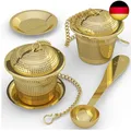 Produktbild: Apace Teesieb (2er Set) mit Teeschaufel und Abtropfschale – Ultrafeines Tee-Ei a