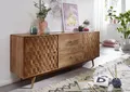 Produktbild: Sideboard Akazie 180x42x75 natur lackiert Holz Mosaik Muster Kommode Vintage