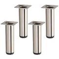 Produktbild: SOTECH 4 Stück Möbelfüße Bravo Höhe 150 mm (+ 10 mm) Ø 40 mm Edelstahloptik höhenverstellbare Schrankbeine aus Stahl belastbar bis 50 kg pro Stützfuß