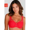 Produktbild: Minimizer-BH NUANCE, Damen, Gr. 90, Cup G, rot, Spitze, Obermaterial: 82% Polyamid, 12% Elasthan, 6% Polyester, Basic, BHs Minimizer-BH, mit Bügel und graphischer Alloverspitze