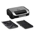 Produktbild: Tefal Jamie Oliver 2-in-1 Sandwich-Waffel-Kombigerät, Antihaftbeschichtete Platten, spülmaschinengeeignet, Betriebs- und Temperaturkontrollleuchte, Kabelaufwicklung, Edelstahl/Schwarz, SW70J810
