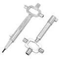 Produktbild: QWORK® 2 Stück Universal Bauschlüssel, Architektenschlüssel, Baustellenschlüssel mit Zylinder-Messlehre, Schaltschrankschlüssel, Zinklegierung