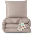 Produktbild: LAYNENBURG Premium Lyocell Bettwäsche in 135x200 + Kissenbezug 80x80 cm - 100% Lyocell Tencel aus u.a Eukalyptus – Oeko-TEX 100 - kühlende Sommer-Bettwäsche mit Reißverschluss (Taupe)