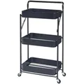 Produktbild: [en.casa] Rollwagen, Schwarz, Metall, 3 Fächer, Rollen, 45x88x30 cm, Esszimmer, Servierwagen