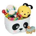 Produktbild: Relaxdays Aufbewahrungskorb Filz, Panda-Motiv, Filzkorb Kinder, faltbar, HBT: 24x27x18 cm, Spielzeugkorb, weiß/schwarz