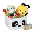Produktbild: Relaxdays Aufbewahrungskorb Filz, Panda-Motiv, Filzkorb Kinder, faltbar, HBT: 24x27x18 cm, Spielzeugkorb, weiß/schwarz