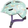 Produktbild: ABUS Kinderhelm Smiley 3.0 LED - Fahrradhelm mit Licht - tiefe Passform & Platz für einen Zopf - für Mädchen und Jungs - Hellblau mit Regenbogen... - Hellblau