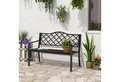 Produktbild: Outsunny Gartenbank Sitzbank Bank Terrassenbank mit Rücken- & Armlehnen (Parkbank, 1-St., Gartenmöbel), bis 240 kg Gusseisen Schwarz 128 x 58,5 x 89 cm