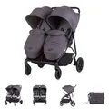 Produktbild: Chipolino Zwillingskinderwagen Top Stars, 77 cm breit, Wickeltasche, Fußsack dunkelgrau