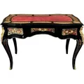 Produktbild: Casa Padrino Barock Boulle Sekretär im französischen Stil Schwarz / Rot / Gold 120 cm - Handgefertigter Antik Stil Schreibtisch - Barock Büro M...