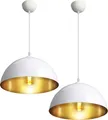 Produktbild: CCLIFE 2er Industrielle Pendelleuchte LED Hängeleuchte Metall E27 Vintage Pendellampe, Color:Weiss
