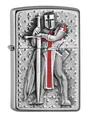 Produktbild: Zippo Feuerzeug Templer II Ritter chrome mit Plakette Sturmfeuerzeug Benzin