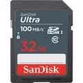 Produktbild: SanDisk Ultra 32GB SDHC Memory Card, up to 100MB/s, Class 10, Black/Grey
