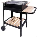 Produktbild: AKTIVE Tragbarer Holzkohlegrill mit Doppelgrill, Metall, 100,5 x 40 x 88,5 cm, 3 verstellbare Höhen, 2 Räder für einfachen Transport, emaillierte Metall- und Holzoberflächen, Carbongrills (52975)