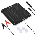 Produktbild: ECO-WORTHY 12 Volt 10 Watt Solar Autobatterie Ladegerät, Solarmodul Erhaltungsladung, Tragbares Solarpanel Notstromversorgung mit Krokodilklemmen Adapter für Auto, Boot, Motorrad, Wohnmobil, LKW