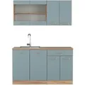 Produktbild: Vicco R-Line Single Küche Blau-Grau/Goldkraft Eiche 140 cm ohne Arbeitsplatte ohne E-Geräte