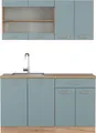 Produktbild: Singleküche Vicco R-Line Blau-Grau/Goldkraft Eiche 140 cm ohne Arbeitsplatte, Model 41014