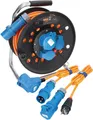 Produktbild: Kalle Campingkabeltrommel CEE 230V 16A 2,5mm² Extreme Signal Orange IP44  25 Meter im Set mit Anschlussleitung Winkel 1,5 Meter + Adapterleitung 1,5 Meter