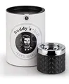 Produktbild: Buddy´s Bar – Windascher „Romeo“, hochwertiger Wind-Aschenbecher aus Glas mit Bajonettverschluss, Metall verchromt im gefrosteten Glas-Look, 9,5 cm x 9,5 cm x 8 cm, matt schwarz