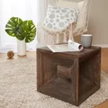 Produktbild: Hocker Beistelltisch Deko Würfel Ablage Holz Braun Couchtisch Cube Homestyle4u