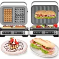 Produktbild: TurboTronic 2000W Kontaktgrill wechselbare Grill- & Waffelplatten, LCD Display, 180° Öffnung Paninimaker Sandwichtoaster Waffeleisen