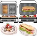 Produktbild: TurboTronic by Z-Line Kontaktgrill 2000W Waffeleisen für belgische Waffeln Platten wechselbar Sandwich, 2000 W, Tischgrill Paninis Burger Sandwichmaker Waffelmaker Sandwichtoaster