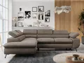 Produktbild: Ecksofa Sofa Braun, Wohnlandschaft L-Form mit Schlaffunktion und Bettkasten, Schlafsofa mit Bettkasten, Sofa mit Einstellbare Kopfstützen, Peter L - Braun Velvet - Links Braun