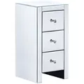 Produktbild: Nachttisch Mit 3 Schublade Lorris Glas Silber Verspiegelt