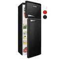 Produktbild: Bomann® Retro Kühlschrank mit Gefrierfach | Energieklasse E | 147cm | 4 Sterne Gefrierfach | Kühl Gefrierkombination leise | 3 Ablagen | 208L Kühlgefrierkombi | DTR 353.1 schwarz