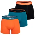 Produktbild: Happy Shorts Herren Boxer Shorts, 3er Pack - Retro Jersey, Logobund Orange/Schwarz/Türkis L