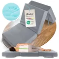 Produktbild: Herlag Orthopädische Klappmatratze 200x90x14cm - Extra Dickes Gästebett 14 cm hoch - Faltmatratze Härtegrad H3 - Deluxe-Komfort Visco-Schaum - Faltbare Gästematratze 3-teilig - Bezug waschbar - Grau