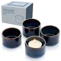Produktbild: Sänger | Teelichthalter Tokio 8 tlg, Windlicht Glas aus Steingut inkl. Teelicht, Handmade Teelichtgläser mit Windlichtern, Kerzengläser Dunkelblau mit Schwarzen Akzenten 5,2 | PREMIUM COLLECTION