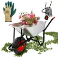 Produktbild: GARMIO® Schubkarre 85 Liter bis 160 kg Garten Bauschubkarre, Luftreifen mit Felge - Wanne verzinkt