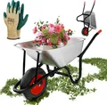 Produktbild: GARMIO® Schubkarre 85 Liter bis 160 kg Garten Bauschubkarre, Luftreifen mit Felge - Wanne verzinkt