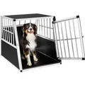 Produktbild: Tectake Hundetransportbox Single Schnubi Mit Schräger Rückwand Aus Aluminium  Robust und Pflegeleicht  66 x 90 x 69 50 cm Schwarz