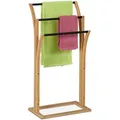 Produktbild: Relaxdays Handtuchhalter, Bambus, 3 versetzte Stangen, H x B x T: 82 x 42 x 24 cm, Handtuchständer Bad, natur/schwarz